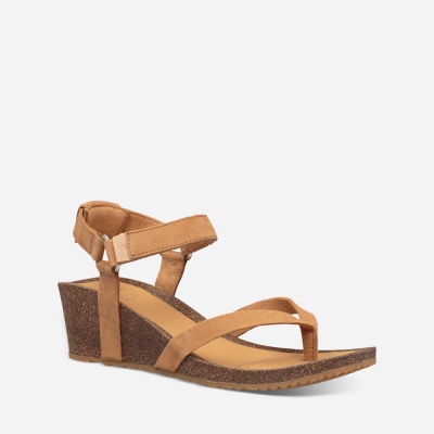 Teva Mahonia Wedge Thong Women's Brown Wedge Sandals CA46106 Canada Online